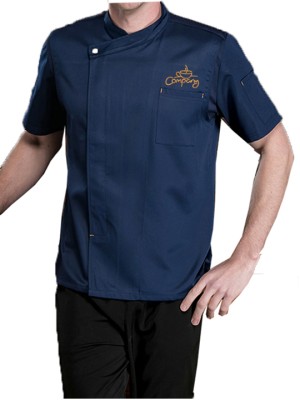 Customized Short Sleeve Chef Coat Navy Blue